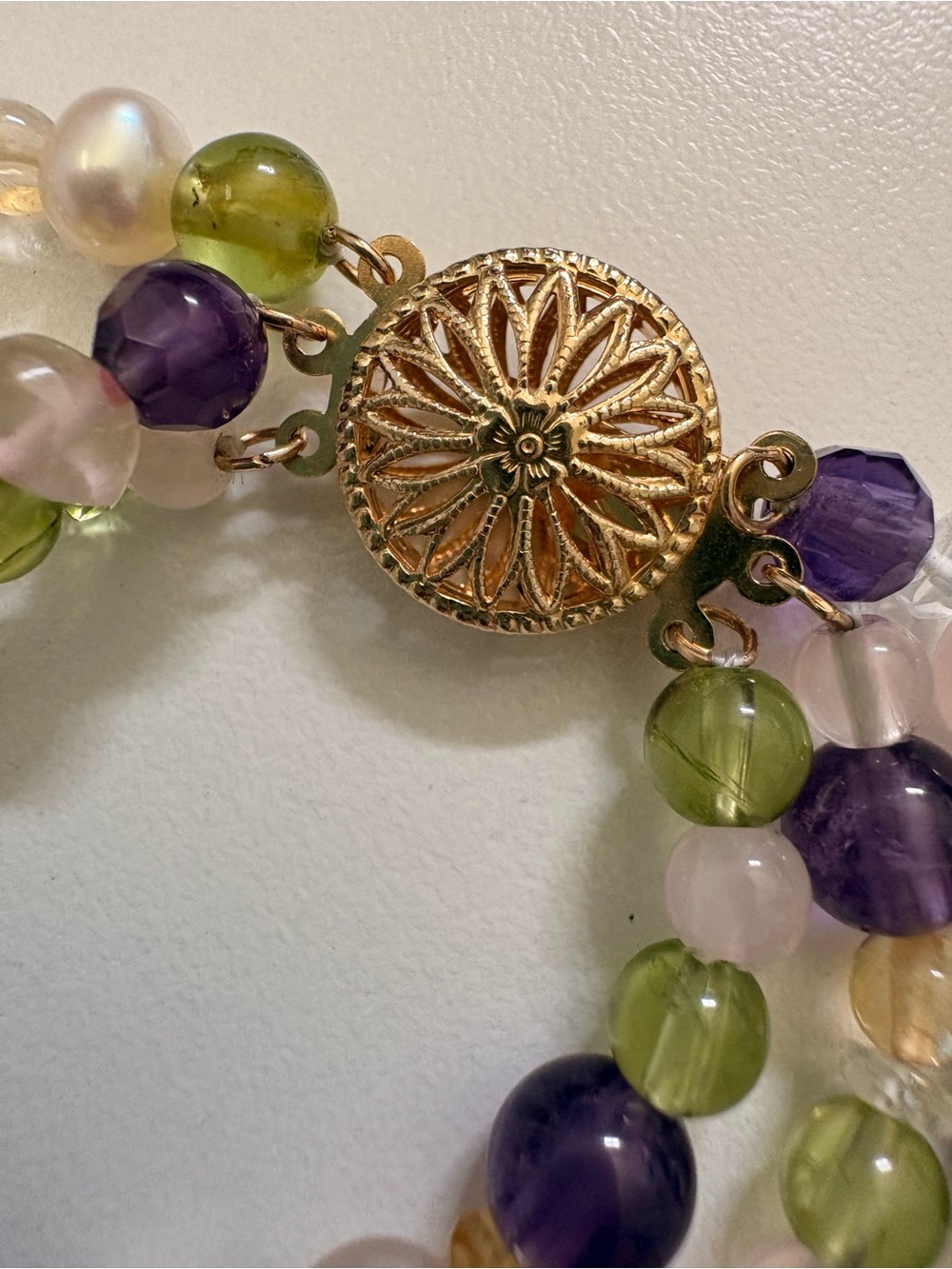 14K Clasp Mixed Gemstone Bead Necklace with - 18" - Picture 2 of 4